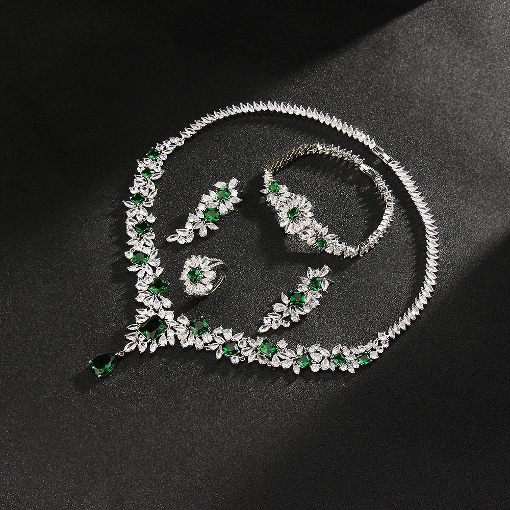 Noble Vivid Flower Appearance Design Necklace And Earring Fine Decoration Wedding Party Charming Jewelry Set