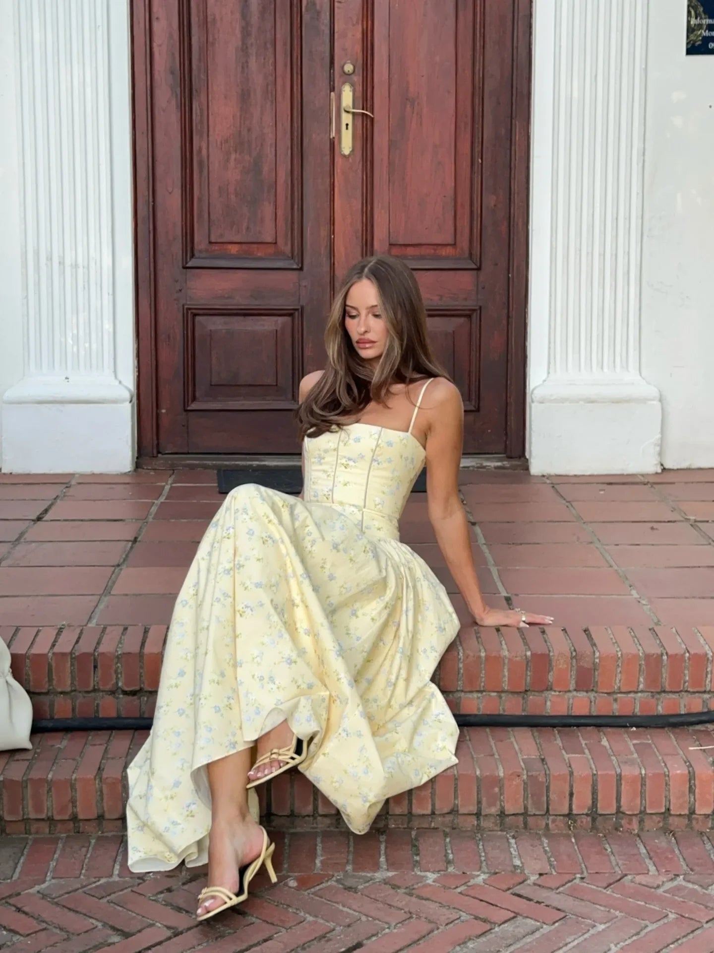 Suninbox Summer Floral Print Spaghetti Strap Maxi Dress Women Elegant Vintage Holiday Party Beach Wear Dress