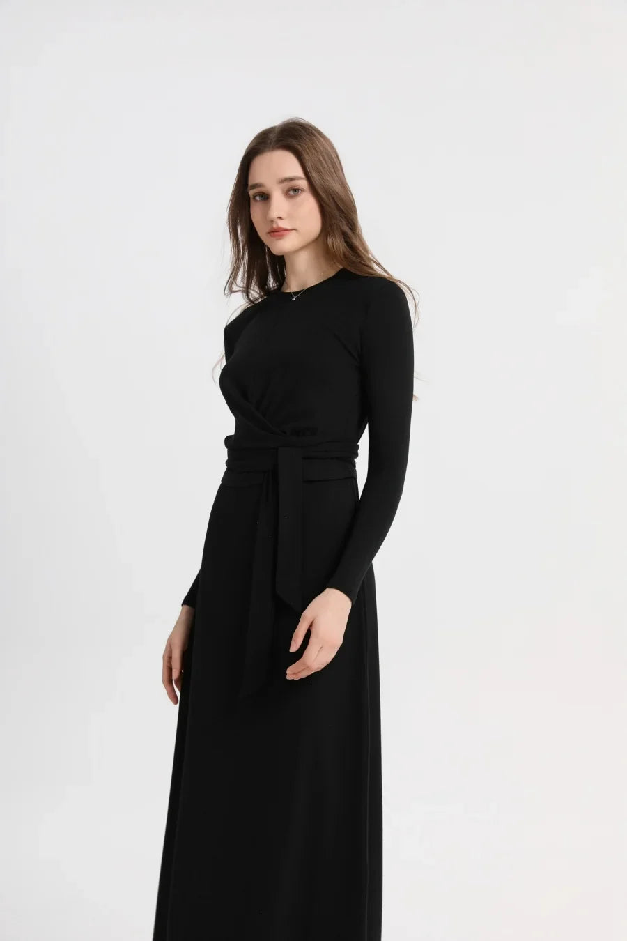 2025 summer ribbing closed-fit wrap tops + Aline dress high Stretch matching sets