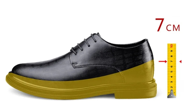 Men Dress Shoes Elevator Shoes Platform Breathable Casual Business Luxury Genuine Leather Soft Heightening Shoes 7CM Taller Male