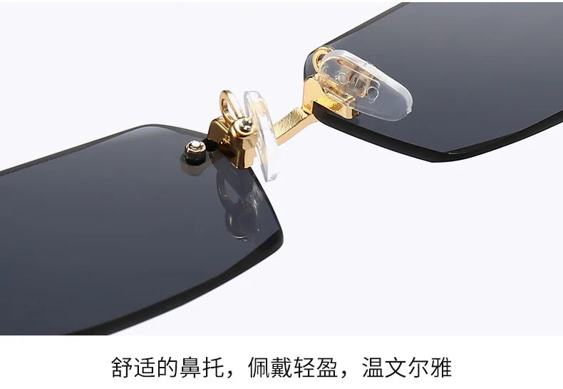 Fashion Rimless Rectangle Sunglasses Popular Women Men Shades Small Square Sun Glasses For Female Male Summer Traveling glasses