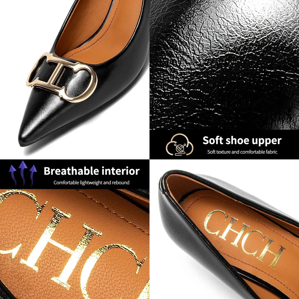 Brand Women's Shoes Pointed Toe High Heels Patent Leather Dress Heels Boat Shoes Wedding Shoes Large Size 34-40