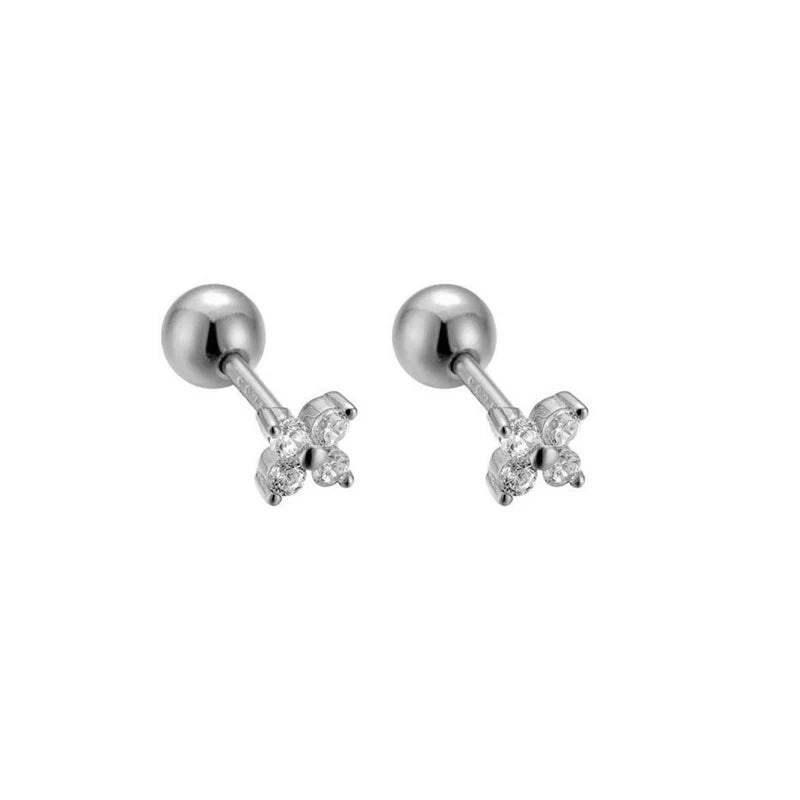 925 Sterling Silver Fashion Simple Golden Flower Beads Small Stud Earrings for Women Teen Piercing Jewelry Accessories