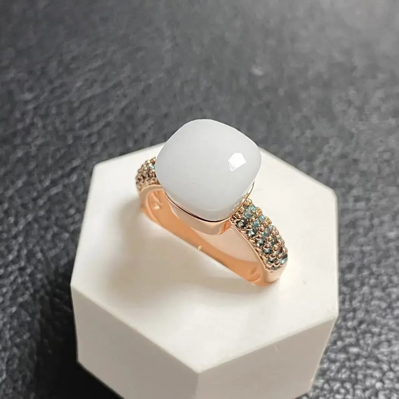 10.6mm Topaz Ring For Women Inlay Light Blue Zircon Candy Water Drop Crystal Ring Rose Gold Plated Jewelry Gift