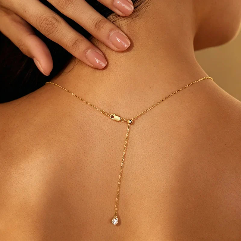 100% Real S925 Sterling Silver Pendant Girls 5A Zircon Stackable Wedding Necklace for Women Fine Jewelry Wholesale Chain