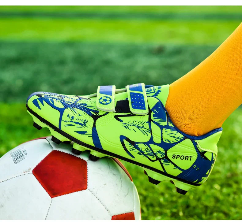 Kids Soccer Shoes HOOK&LOOP Football Sports Shoes Boy Outdoor Non-Slip Training Shoes Child Lightweight Children's Soccer Cleats