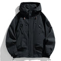 Windbreakers Men Hooded Jacket Zipper Coat Cargo Waterproof Black Bomber Camping Loose Thin Softshell Hooded Hiking Jacket