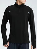 Coat men's half zipper quick drying anti wind drying clothes, running training basketball equipment, long sleeved fitness clothe
