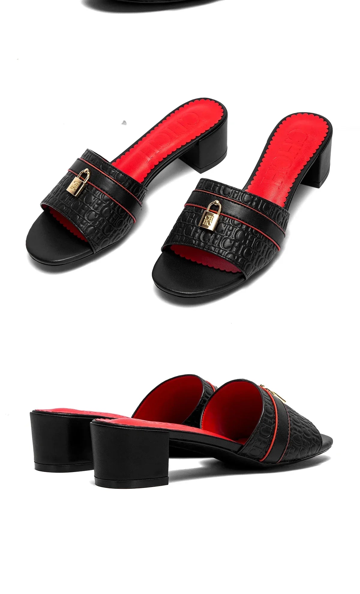 Woman Middle Heel Slippers Luxury Brand Women's Shoes Retro Design 2025 Summer New