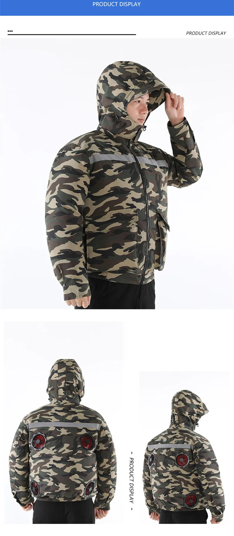 New Casual Loose Cooling Electric Fan Air Conditioning Suit Men Construction Site Outdoor Work Suit With 4 Fans Cooling Coat