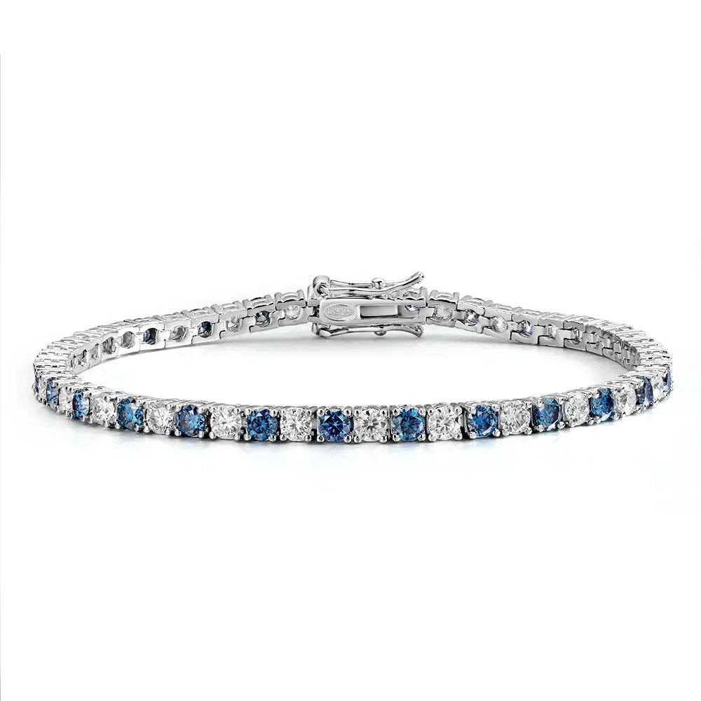 Certified 3/4/5mm Full Moissanite Diamond Tennis Bracelets for Women Man Colorful Gem Sparkling 925 Sterling Silver Chain