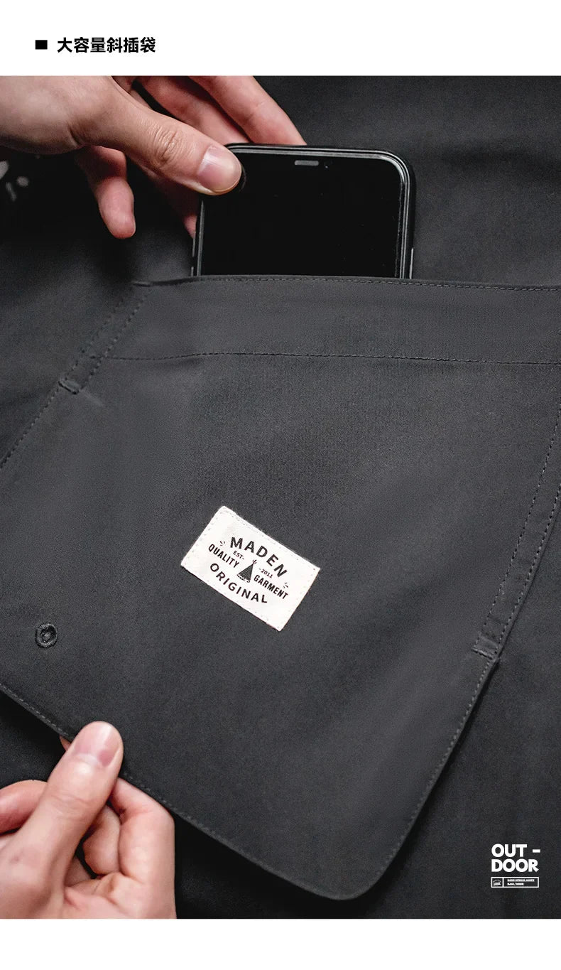 Casual Outdoor Multi-pocket Hooded Men's Jackets Spring Fall Loose Windbreak Parka Ginger Climbing Outerwear Track Jacket