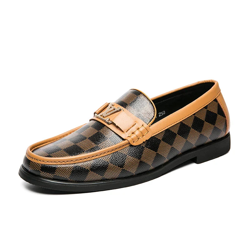 Men’s Genuine Leather Slip-On Shoes for Adults – Comfortable Beanie Style in Black, Brown, White