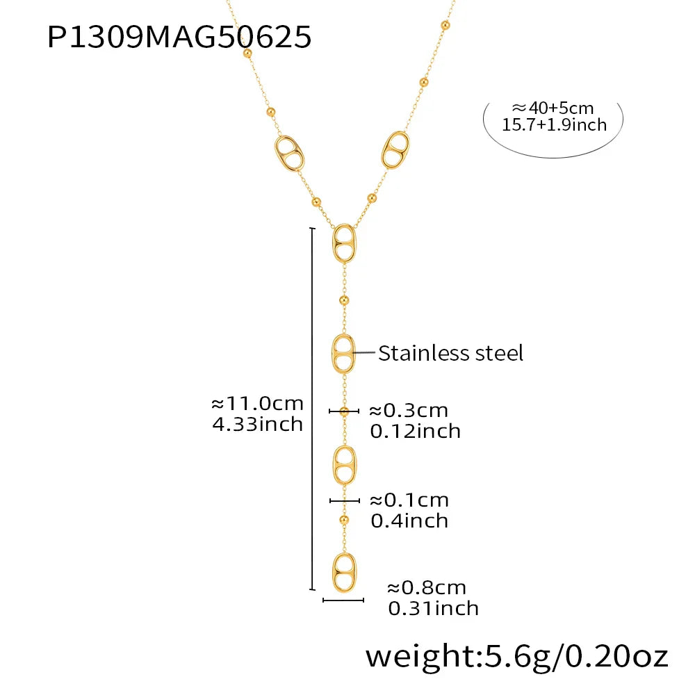 Nivora Fashion Long Chain Stainless Steel Necklacs For Women PVD Real Gold Plated Metal Female Collar Party Banquet Jewelry
