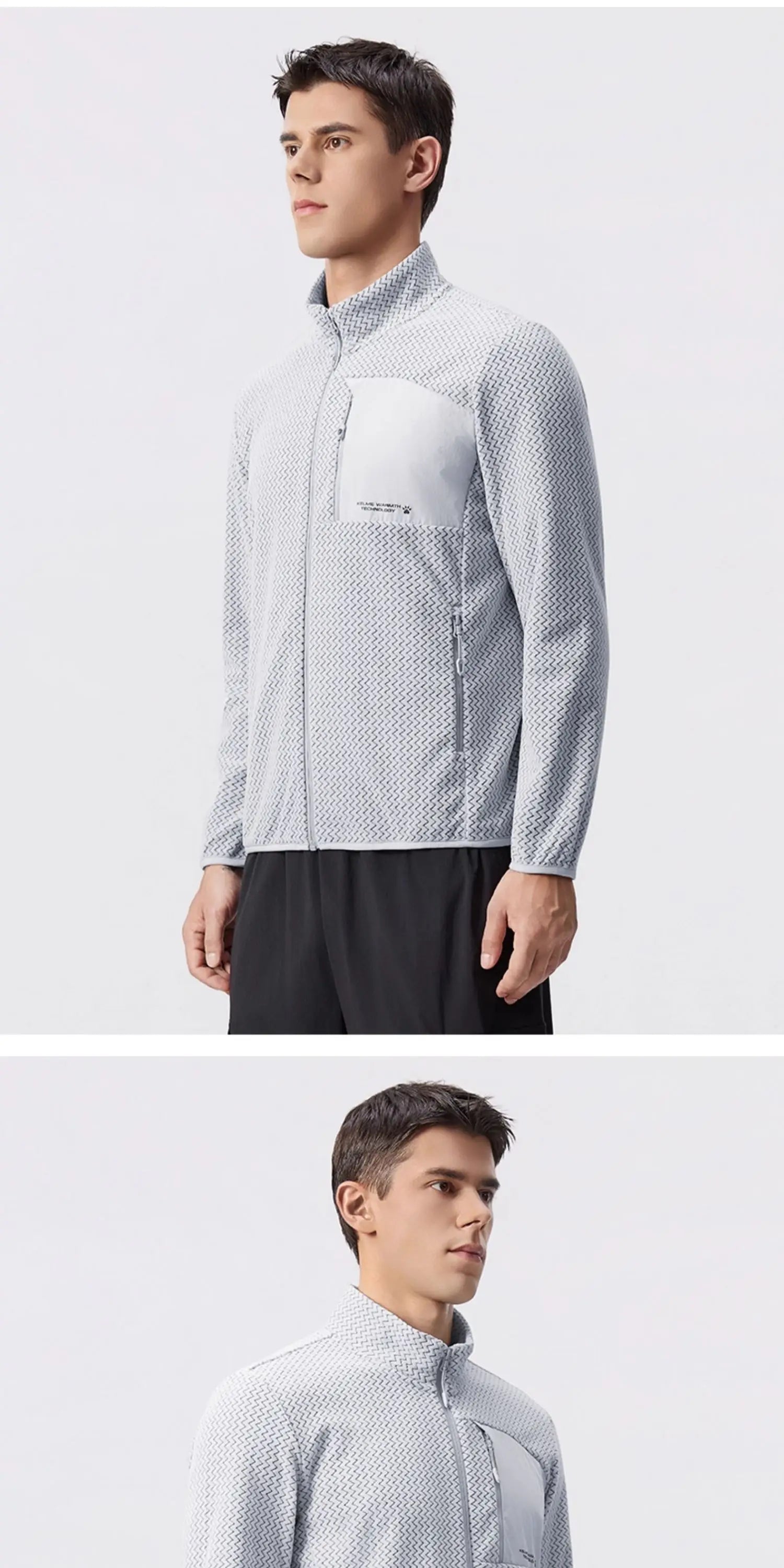 Fleece Sports Jacket Winter Cardigan Knitted Jacket Stand Collar Outdoor Running Windproof And Warm Training Top