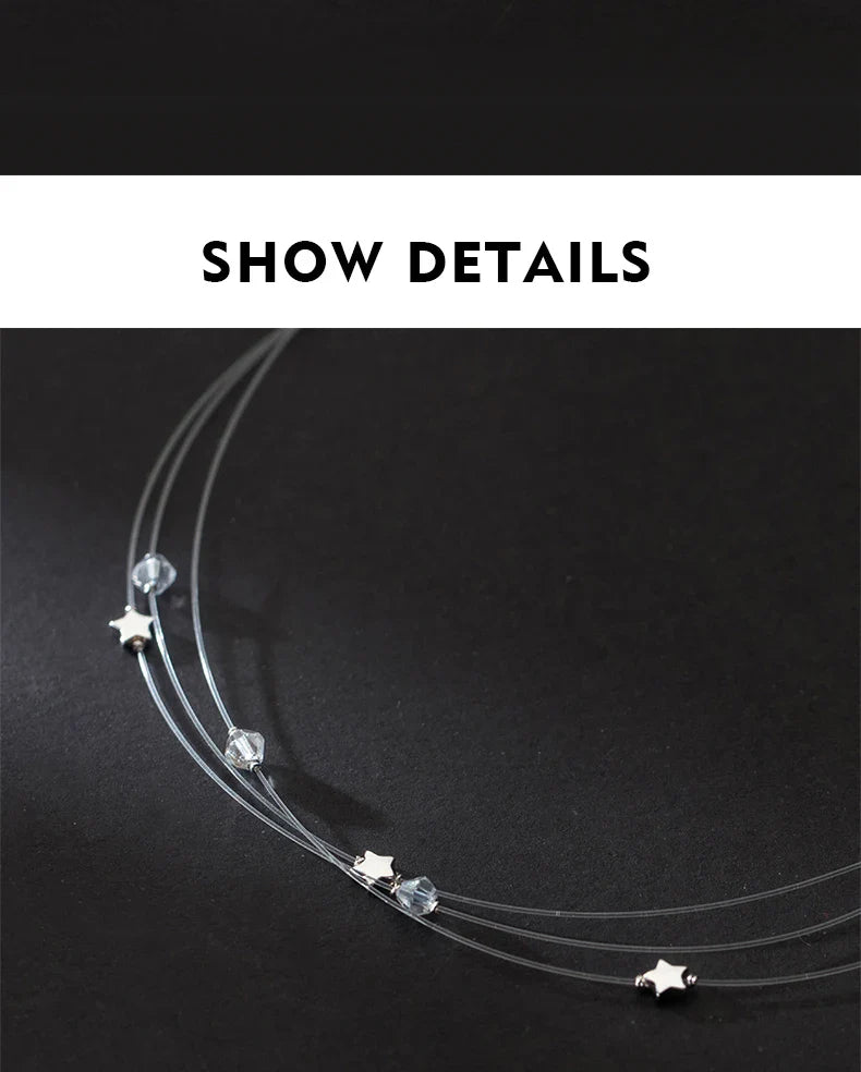Sparkling Cubic Zirconia Choker Necklace 925 Sterling Silver Stars Fashion Necklaces For Women Party Fine Jewelry Gifts