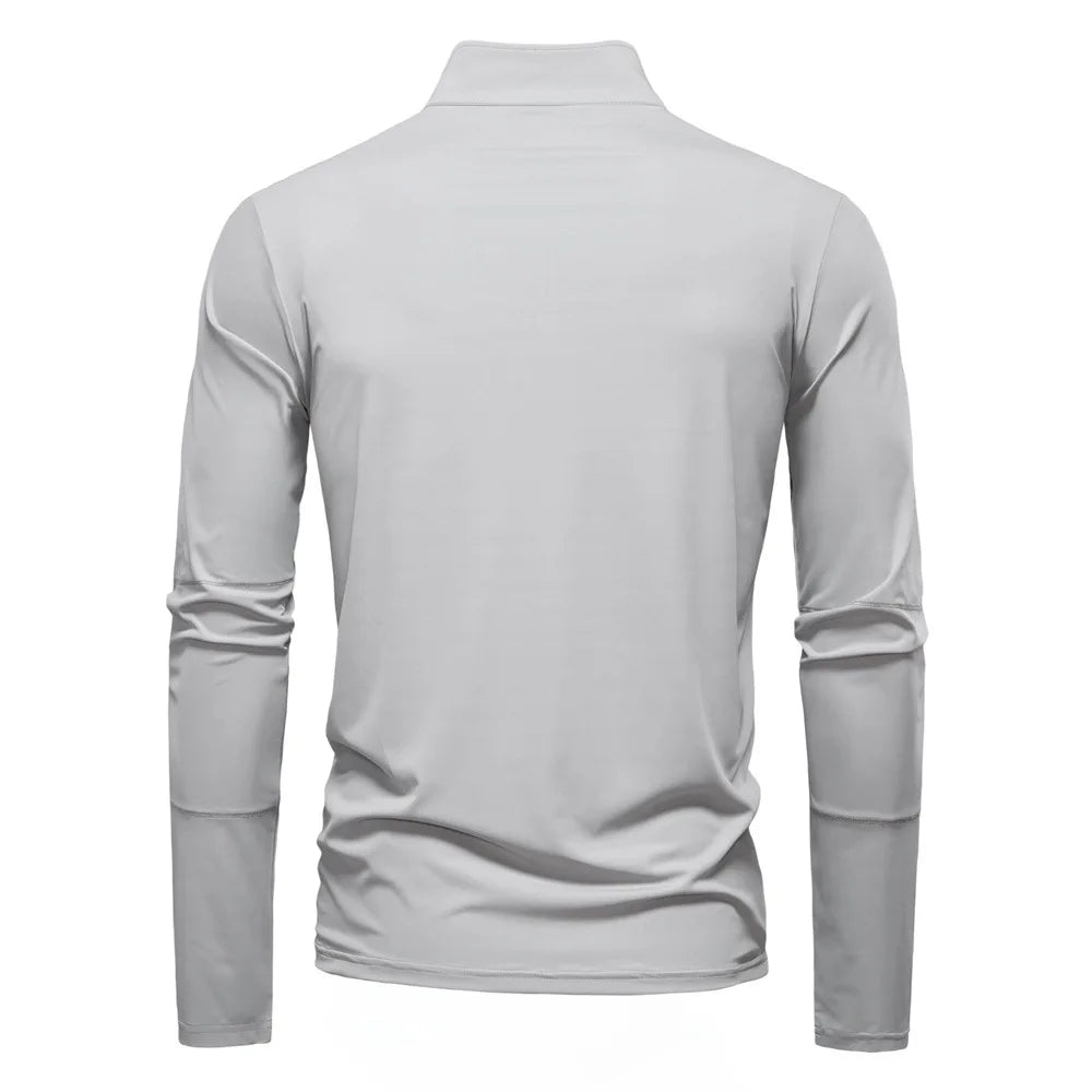 2026 Spring Summer New Men's Sunscreen Clothes Anti-UV UPF100+ T-shirt Long Sleeve Half Zip Top Male Outdoor Fishing Hiking Tops