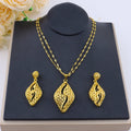 Fashion Gold Color Jewelry 24K Gold Color Warped Geometry Necklace Earrings Set Dubai India Africa Nigerian Bridal Gift