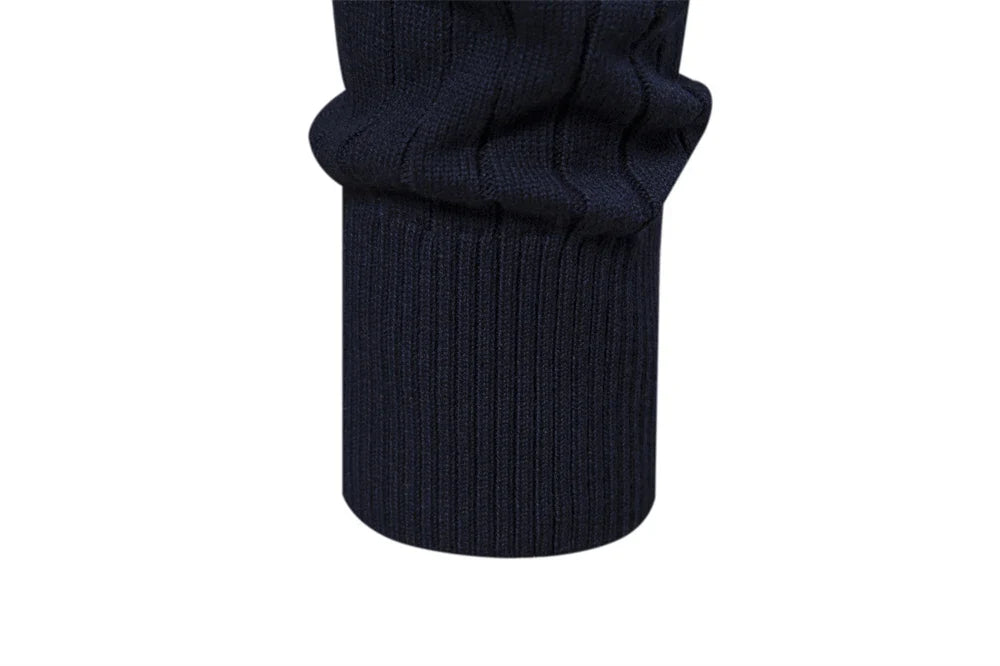 2024 Autumn Quarter Zipper Mock Neck Pullover Sweaters for Men Quality Warm Winter Cotton Knitted Men's Sweaters