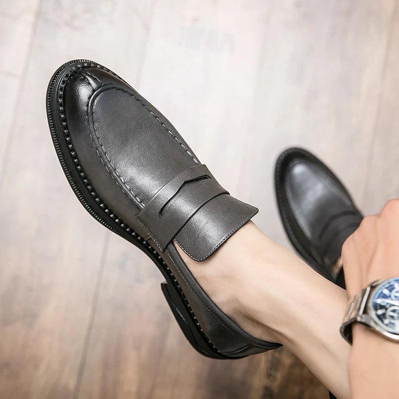 Premium Silver Business Shoes Men's Oxford Shoes Leather Brand Loafers Slip on High Quality Wedding Loafers Soft Sole Dress Shoe