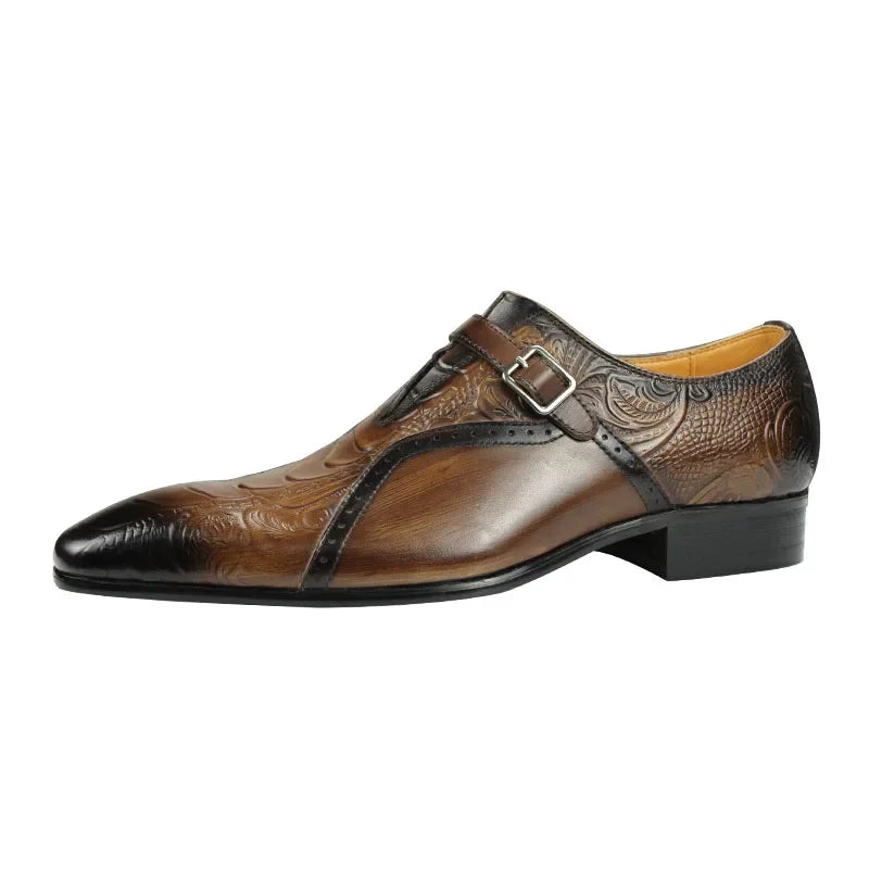 Deluxe Trendy Men's Leather Brogue Shoes Daily Outdoor Casual Shoes Brown Black Print Design Custom Service Drop Shipping