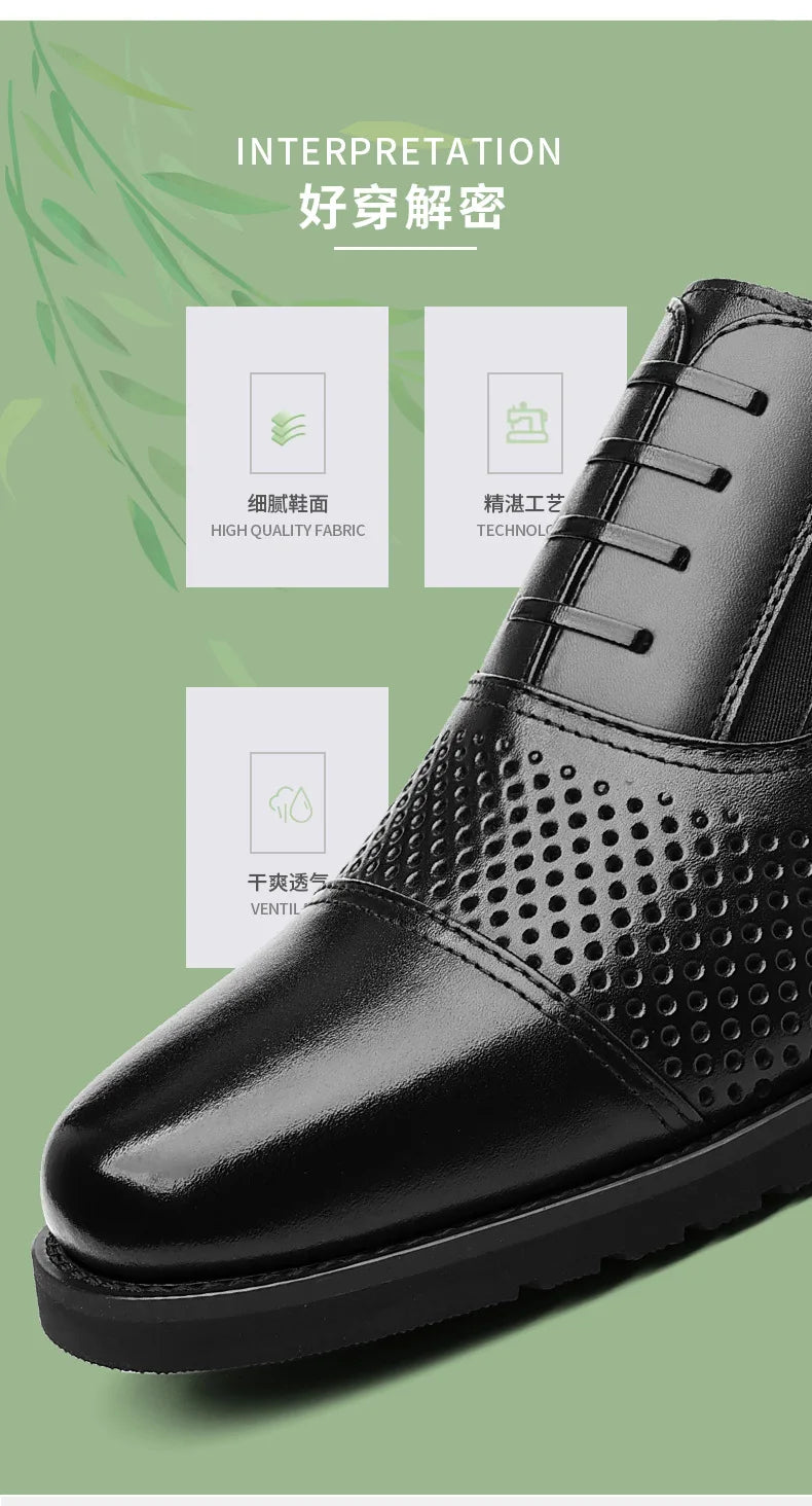 Breathable Hallow New Designer Cow Leather Shoes for Man Summer Autumn Fashion Business Casual Dress Shoes Loafers Man