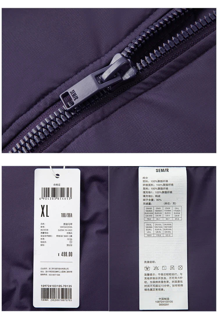 Down Vest Men 2024 New Winter Stand-Up Collar Printed Textured Outerwear Stacking Inner Wear Fashion Versatile.