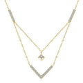 Sparkling 3mm&1.8mm Round Moissanite Necklace 925 Sterling Silver Fashion V-Shape Necklaces for Women Fine Jewelry Gift