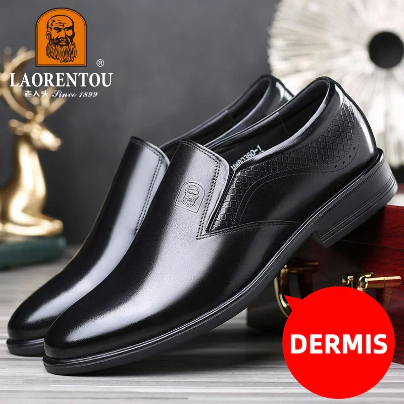 Men's Genuine Leather Casual Shoes – Breathable Comfort Walking Sneakers, Brown/Black, EU 40–47