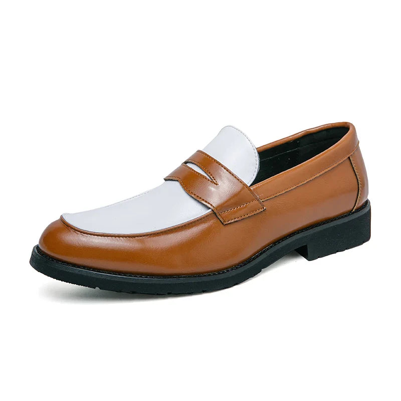 Italian Luxury Brand Loafers Men's Black and White Color Leather Shoes Slip-on Fashion Soft-soled Casual Shoes Wedding Moccasin