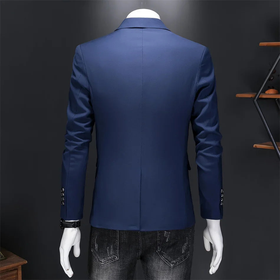 15-color boutique fashion suit 6XL men's slim groom wedding suit jacket business office suit casual solid color suit jacket