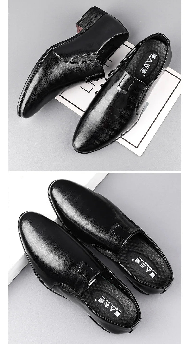2026 Spring Autumn Business Leather Shoes for Men Black Fashion Casual Shoes Loafers Male New Designer Retro Dress Shoes Man