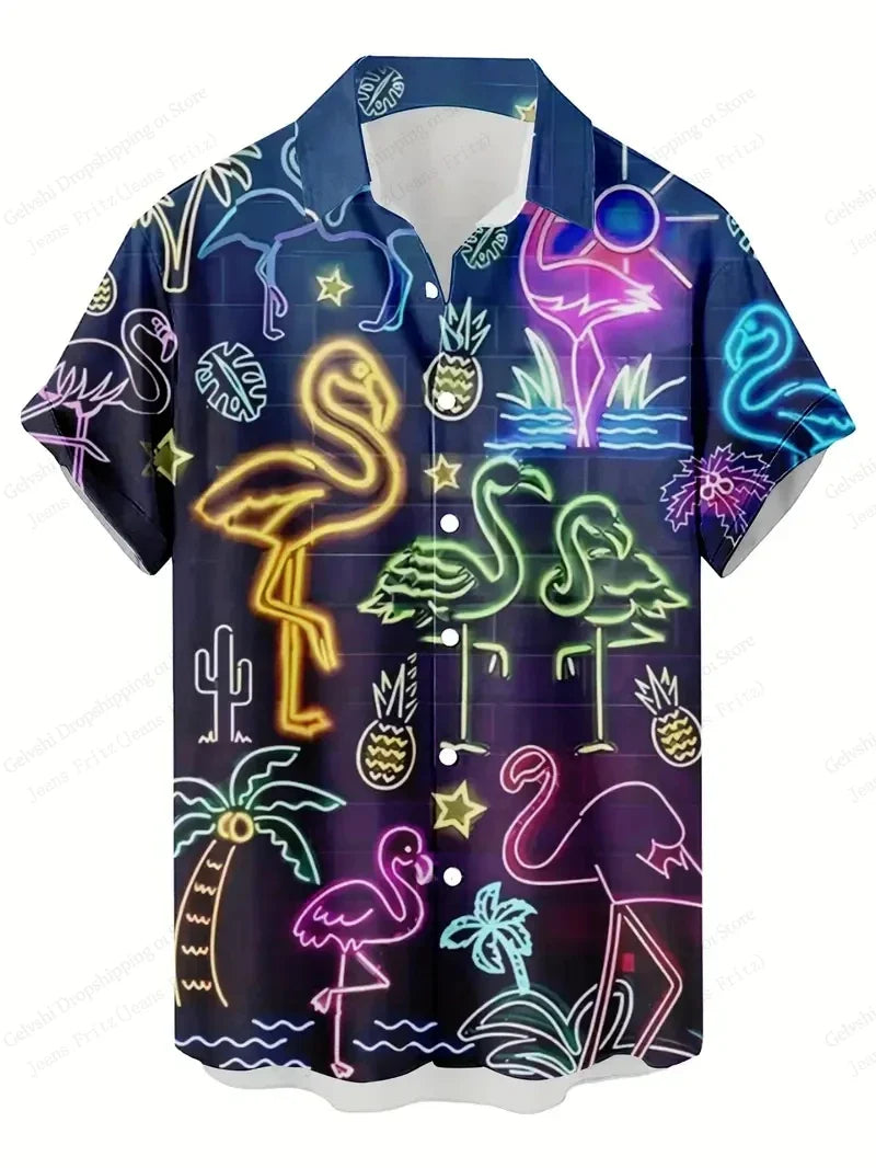 Men's Vocation Lapel Camisa Oversized Hawaiian Shirts