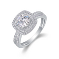 6.5mm D Color Moissanite Wedding Rings for Women Sparkling Square S925 Pure Silver Sweet Holiday Bands Jewelry Wholesale