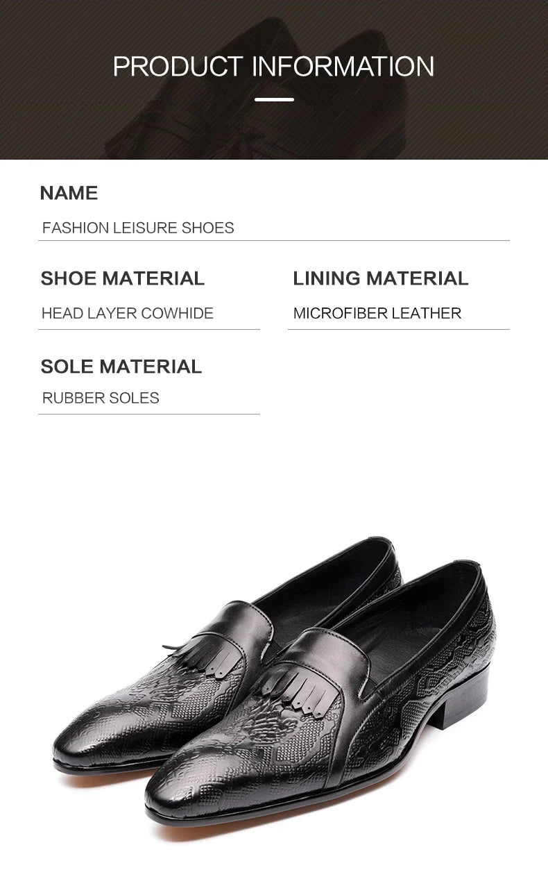 High Quality Fashion Loafers Dress Shoe Men Casual Leather Shoes Elegant Custom Mens Wedding Office Business Shoe Black Big Size