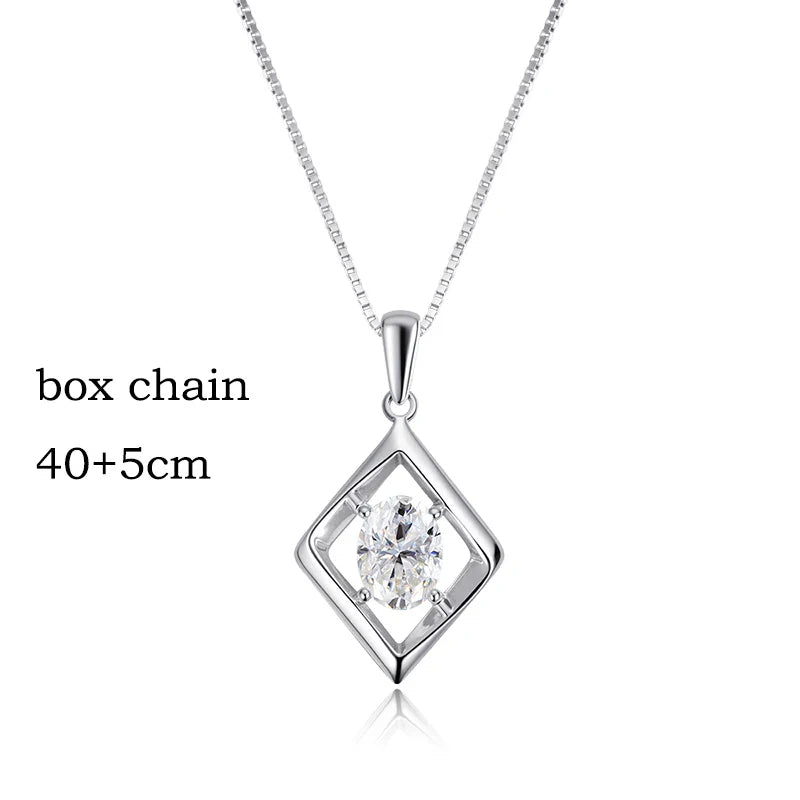 1.5CT Oval Cut Certified Moissanite Necklace Pendant for Women Doveggs Girls Jewelry Lab Diamond Chain Pure 925 Silver