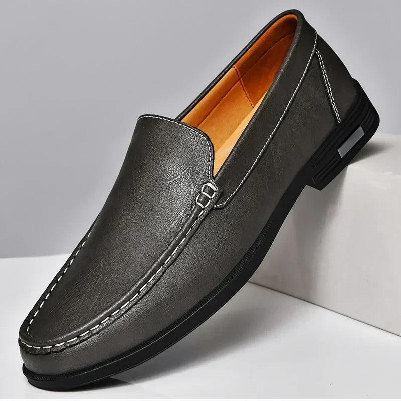 Leather Men Footwear Slip on Office Man Formal Shoes Wedding Party Men Dress Shoes Breath Driving Lazy Loafers Moccasins