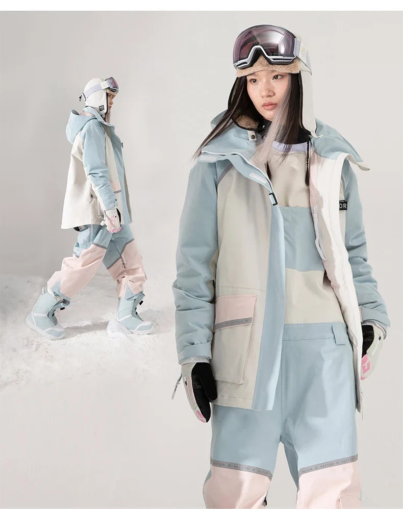 Brand Men Women Ski Jacket Winter Warm Windproof Waterproof Ski Suit Outdoor Sports Snowboard Coat Splicing double plate