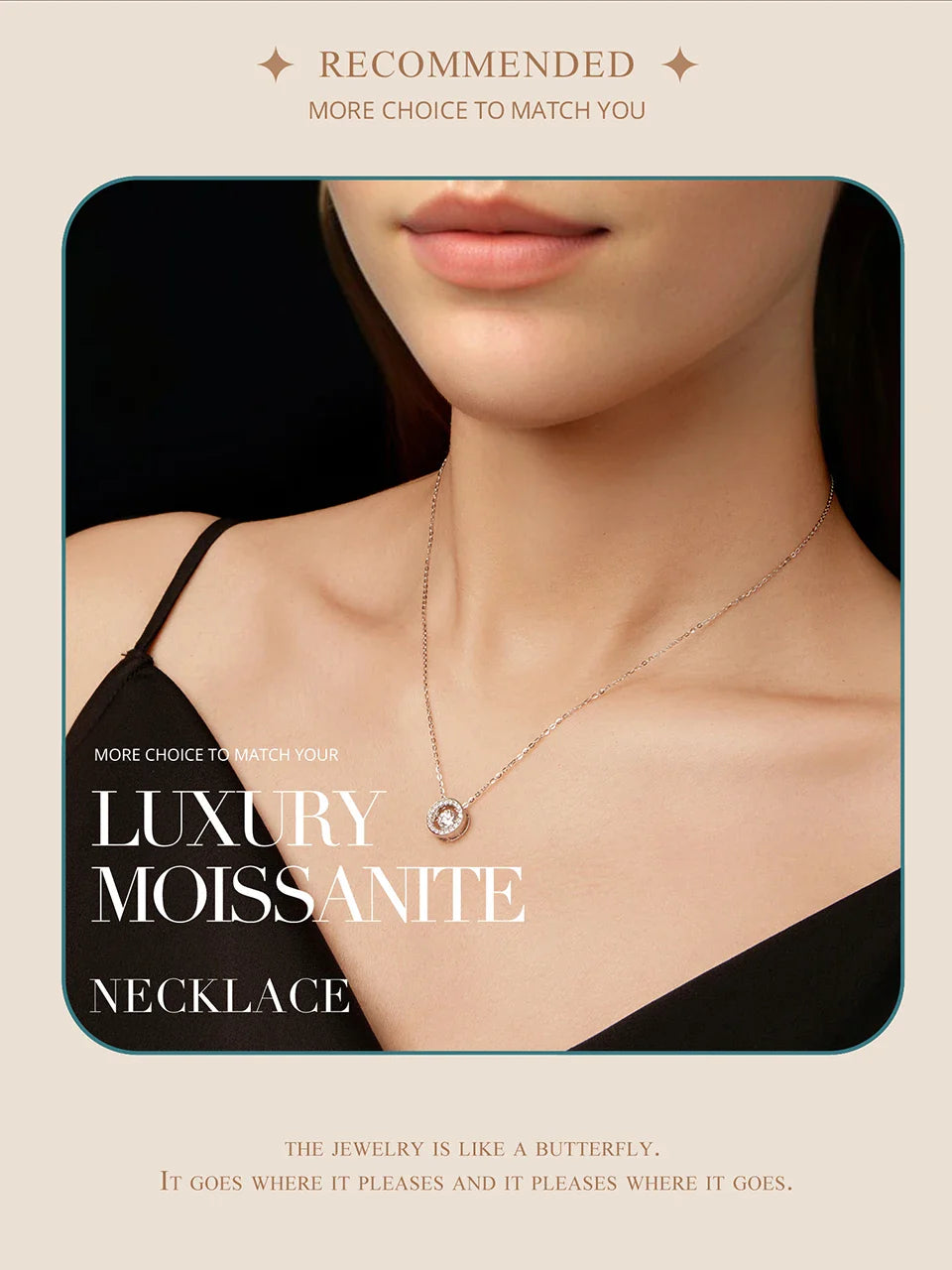 0.5CT Dancing Moissanite Necklace 925 Sterling Silver Halo Round Pendant Link Necklace for Women Wedding Jewellry Gift