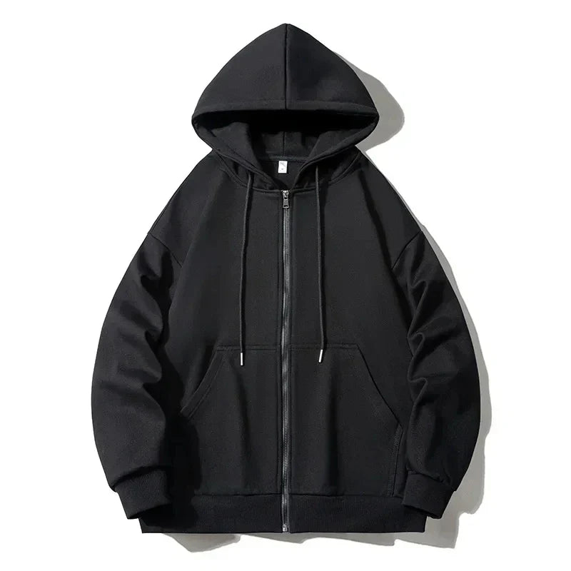 Autumn Winter Plus Size Jacket Men's Pocket Coats Loose Fashion Full Zip Hoodies Coat 5XL 6XL 7XL Fat Male Clothing 110-185KG