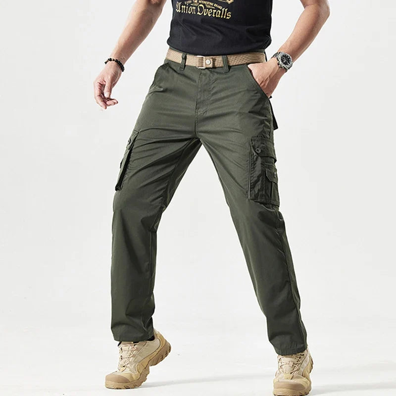 Autumn Work Pants Men Multi-pockets Cargo Trousers Casual Wear-resistant Workwear Spring Straight Pant Outdoor Hiking Trousers