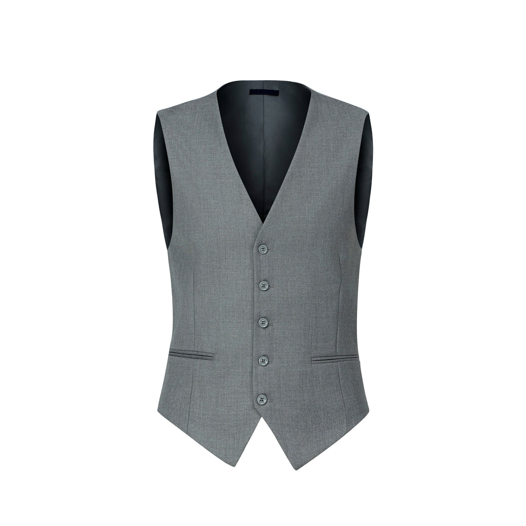 3pcs Men's Classic Solid Color Suit Set Long Sleeve Blazer with Button Details Non-Stretch Fabric Regular Fit for All Seasons