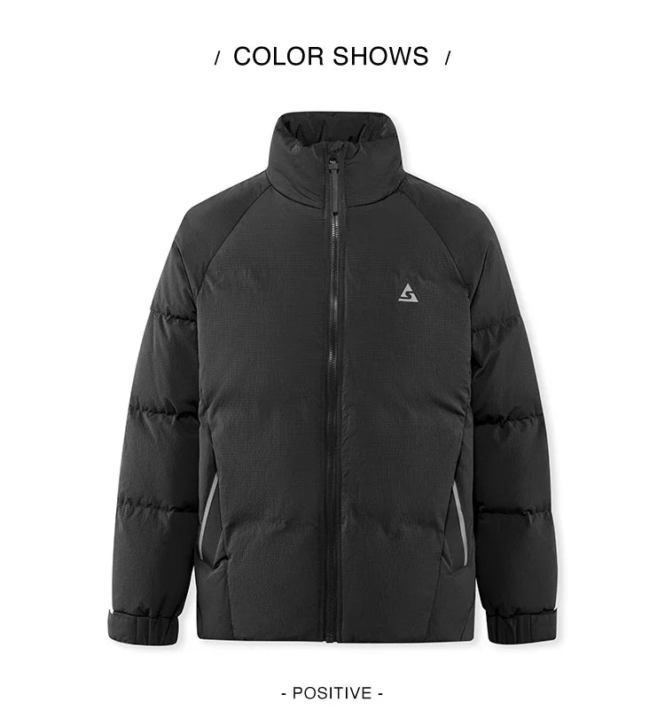Down Jacket Men 2024 Winter New Outdoor Texture Printed Coat Loose Raglan Sleeve Stand-Up Collar Trendy Down Jacket