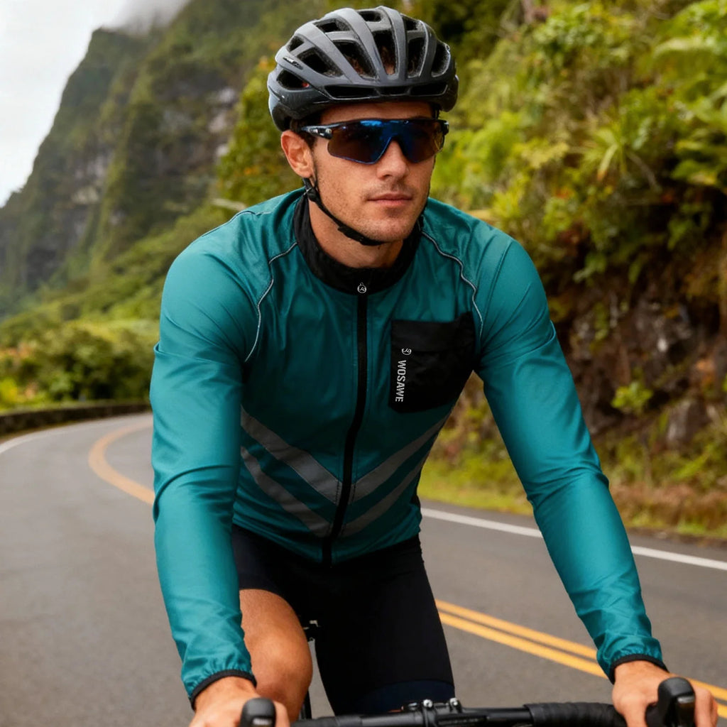 Reflective Cycling Windbreaker Men MTB Bike Jacket Moto Coat Windproof Camping Fishing Cycling Clothes Multi-use Jersey