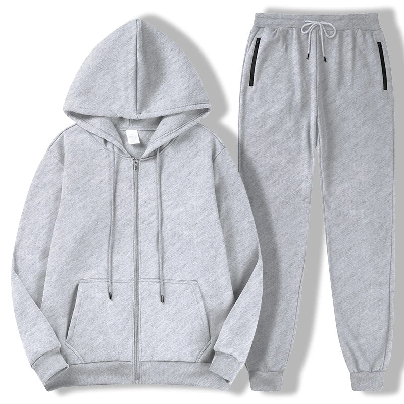 2025 Newest Men's Autumn Winter Collection Zip Hooded Sweatshirt and Trouser Two Piece Tracksuits