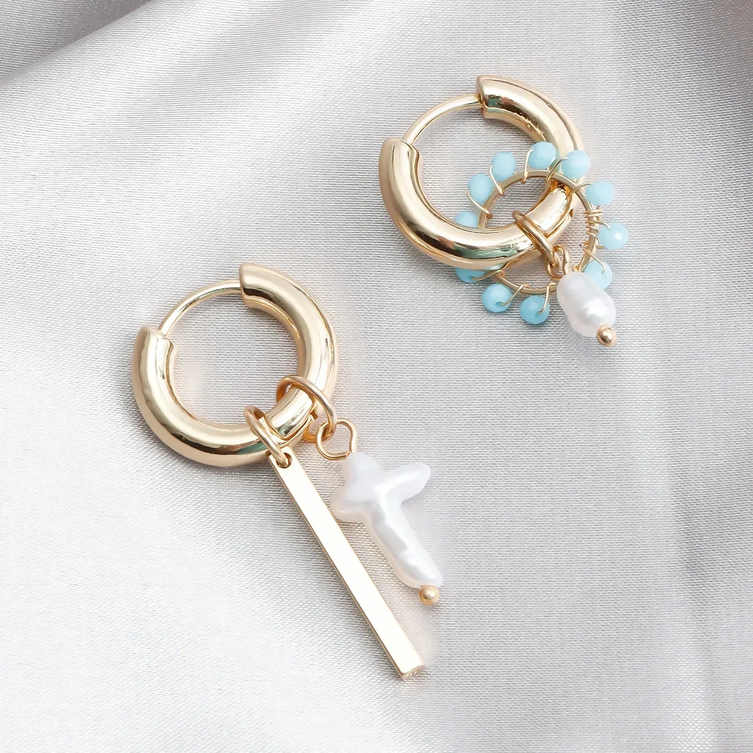 Geometric Crystal Asymmetric Dual-use Ear Buckle Earrings for Women Jewelry