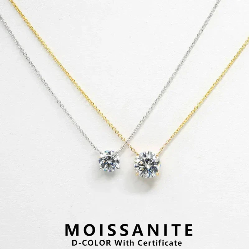 1CT 2CT 3CT Certified Moissanite Pendant Necklace For Women S925 Sterling Silver Solitaire Drop Necklaces Jewelry Gift