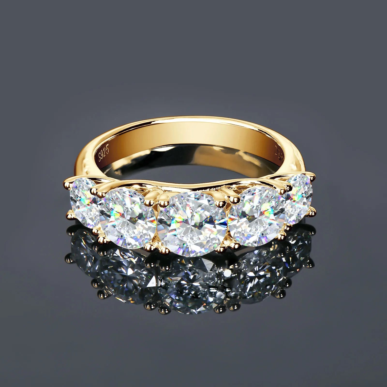 3.6ctw. D Moissanite Wedding Rings for Women 18k Gold Plated 925 Silver Promise Finger Jewelry Certified Lab Diamond Bands