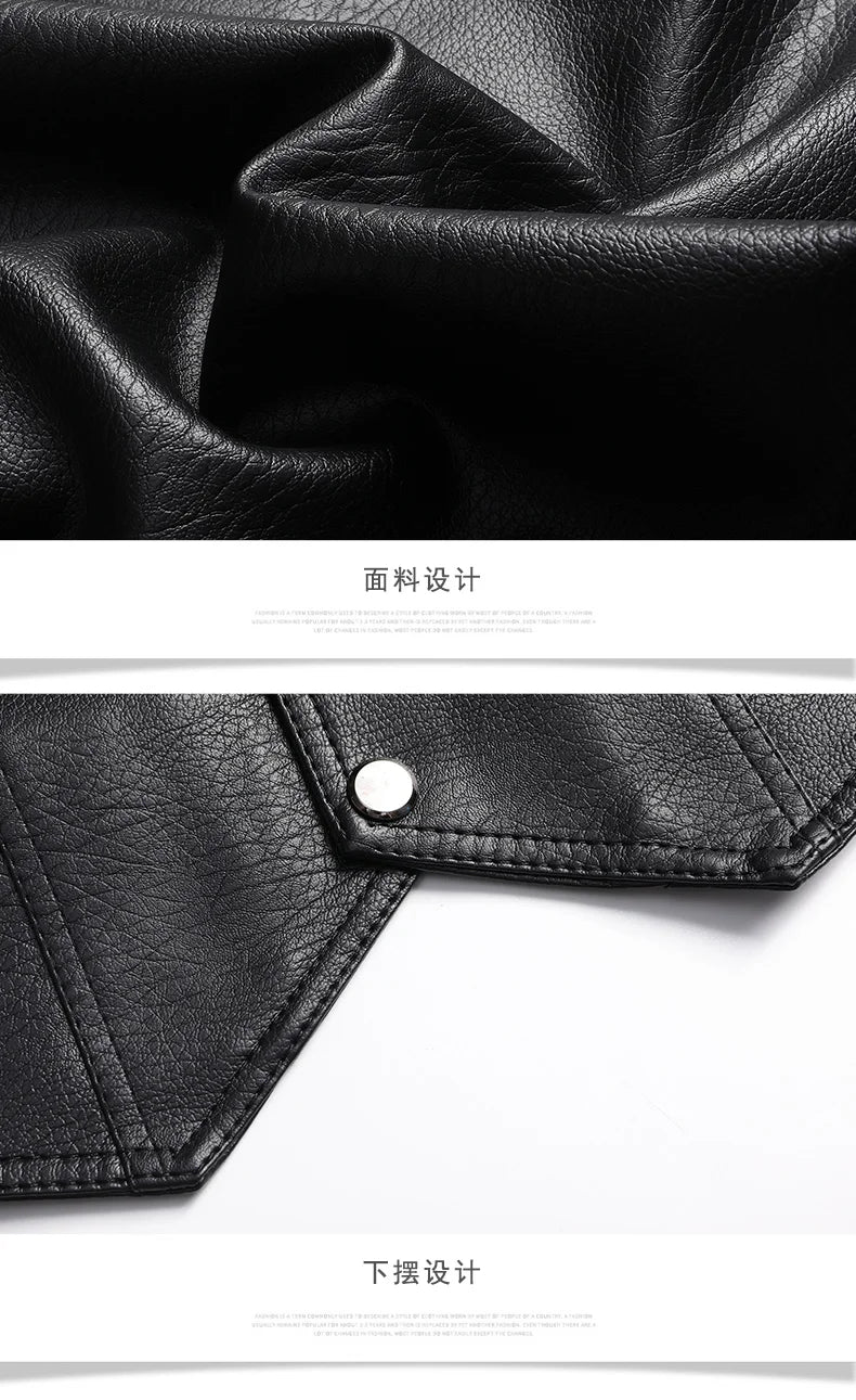 2024 Winter Men Thick Warm Fleece Leather Vest Coat  Male V-Neck Single Breasted Vest Casual Male Clothing Outerwear