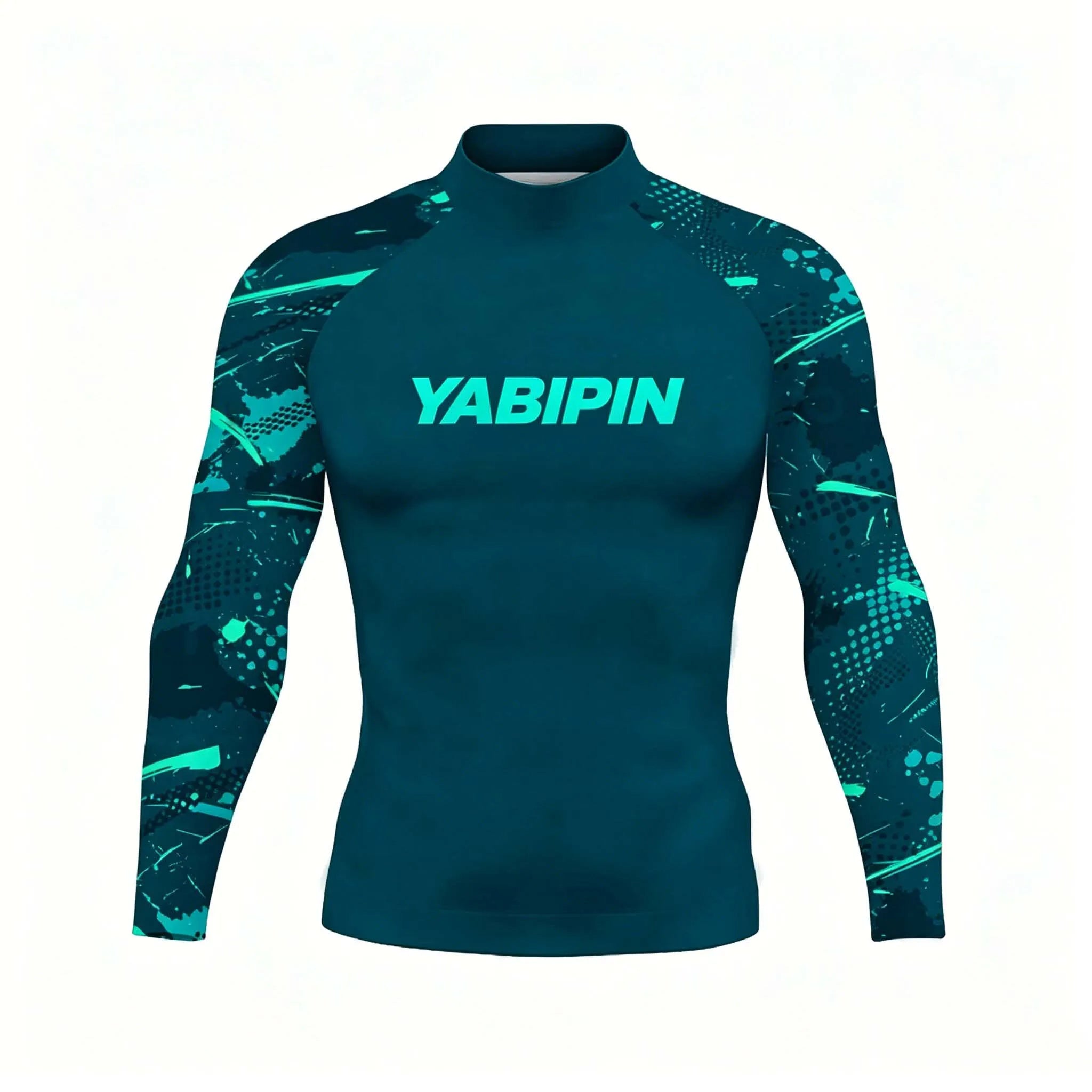 Quick Dry Long Sleeve Rash Guard for Men with High Collar – Sun Protection Beach Swim Tee